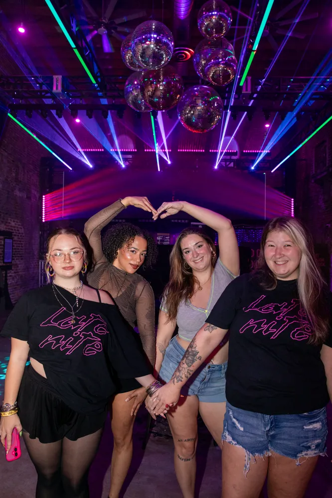 The floor under the disco balls on a Saturday
